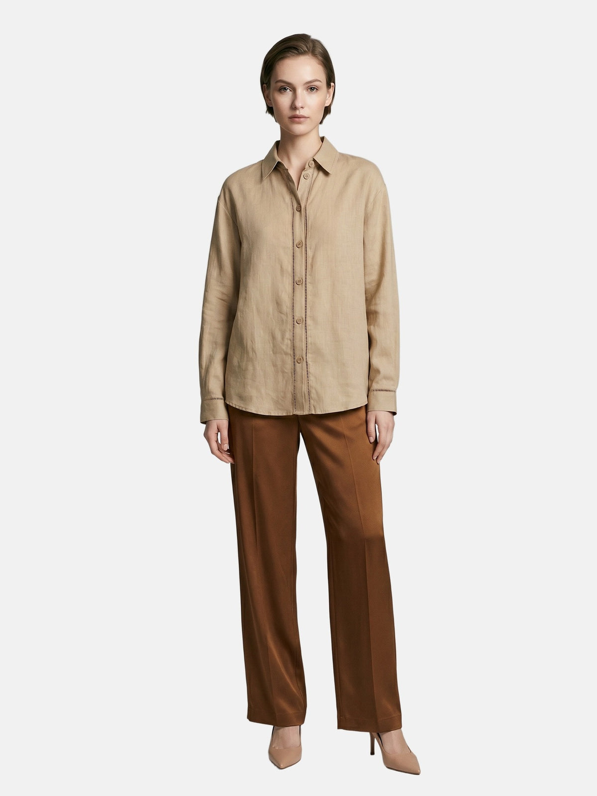 Camicia in Tencel Beige Scuro