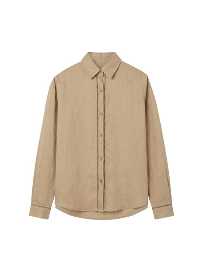 Camicia in Tencel Beige Scuro