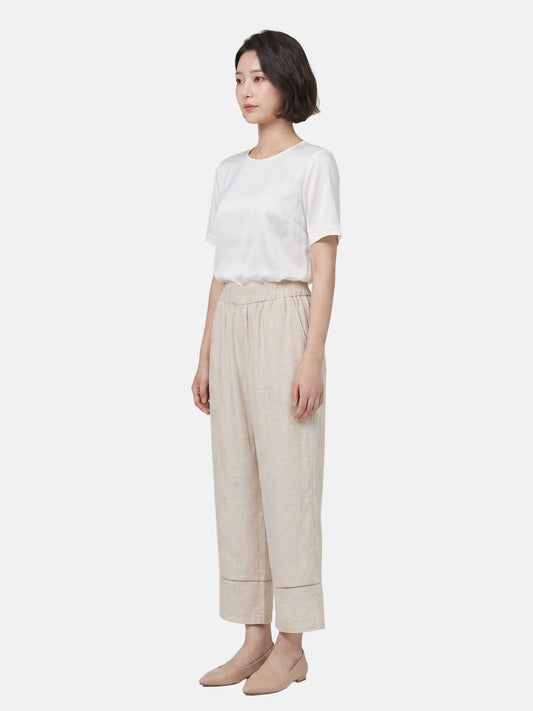 Pantaloni in Tencel Beige