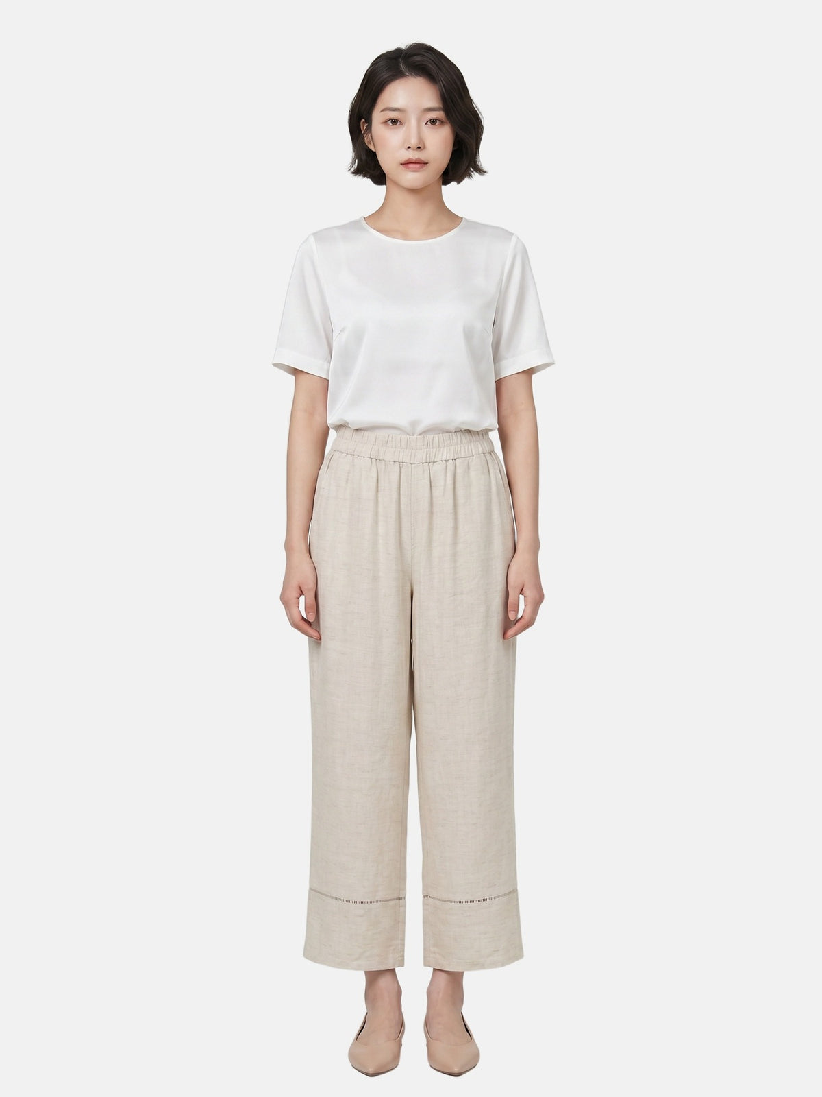 Pantaloni in Tencel Beige