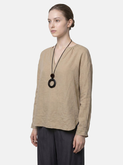 Blusa in Tencel Beige Scuro