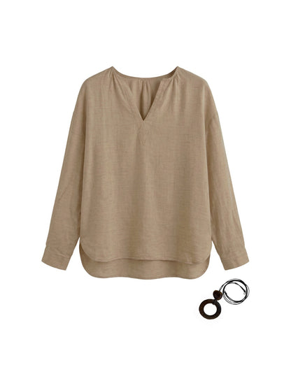 Blusa in Tencel Beige Scuro