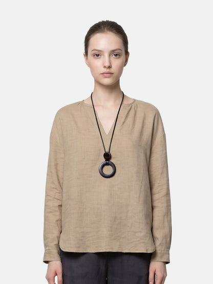 Blusa in Tencel Beige Scuro