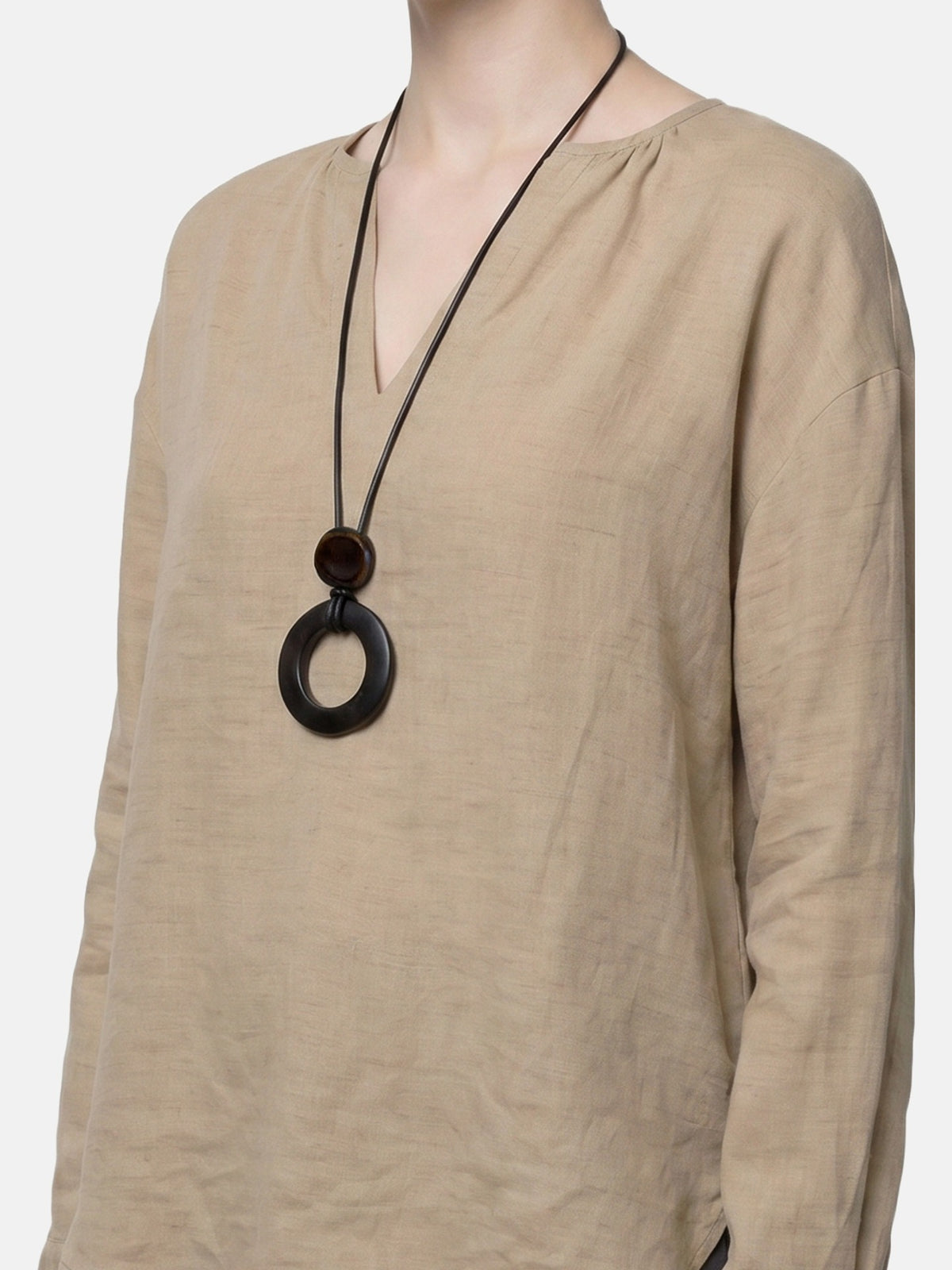 Blusa in Tencel Beige Scuro