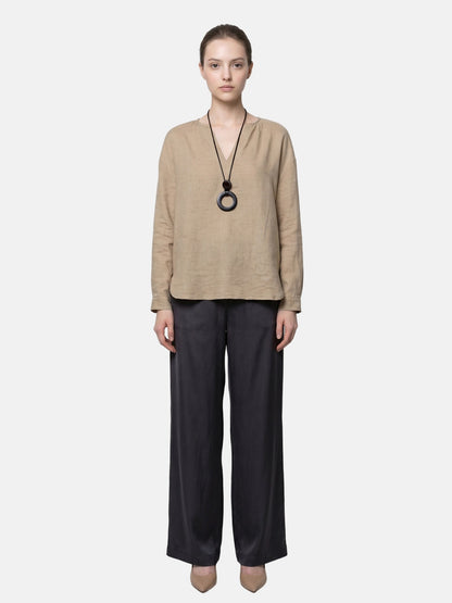 Blusa in Tencel Beige Scuro