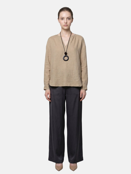 Blusa in Tencel Beige Scuro