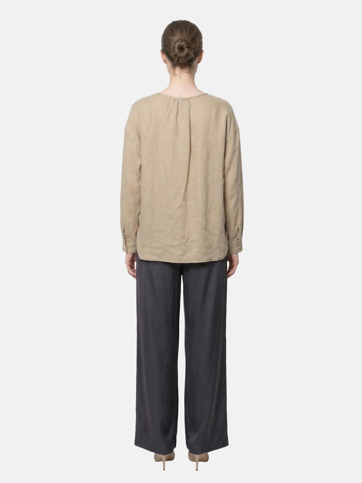 Blusa in Tencel Beige Scuro