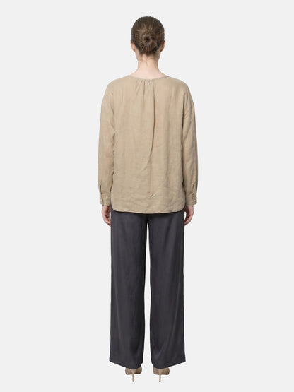 Blusa in Tencel Beige Scuro