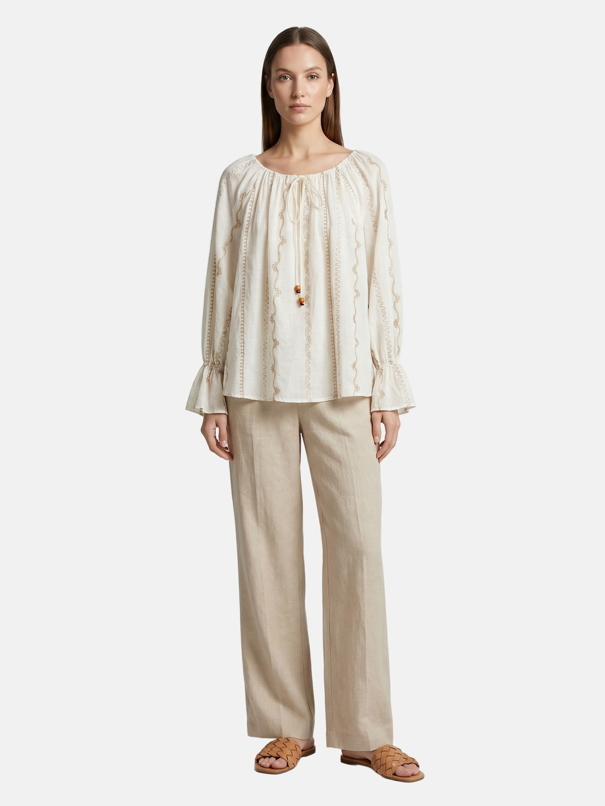 Blusa in Cotone Beige