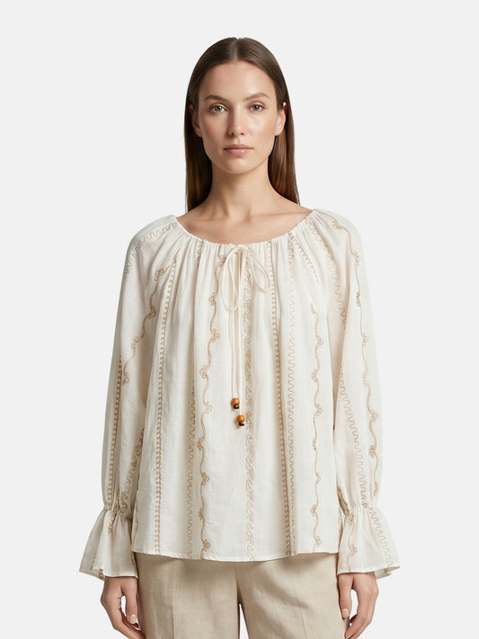 Blusa in Cotone Beige