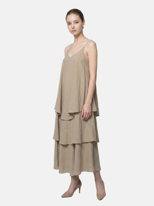 Vestito in Viscosa Beige
