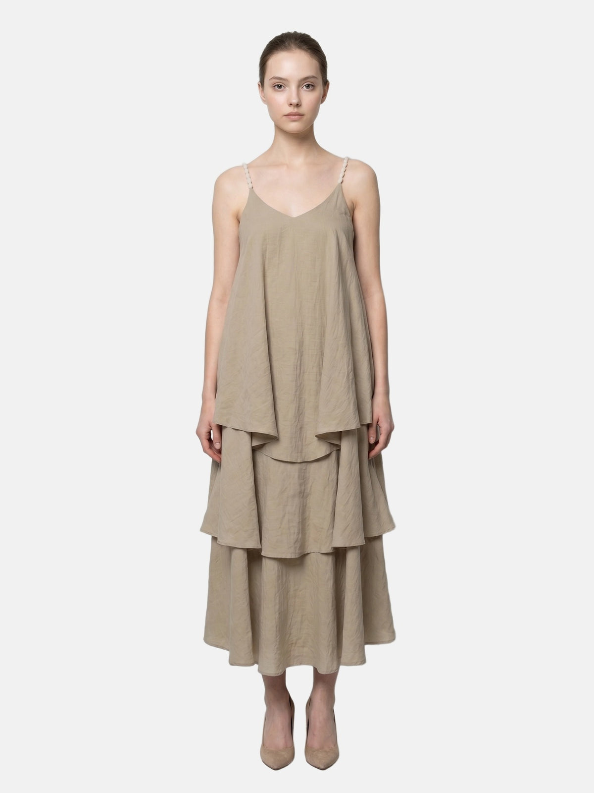 Vestito in Viscosa Beige