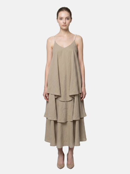 Vestito in Viscosa Beige