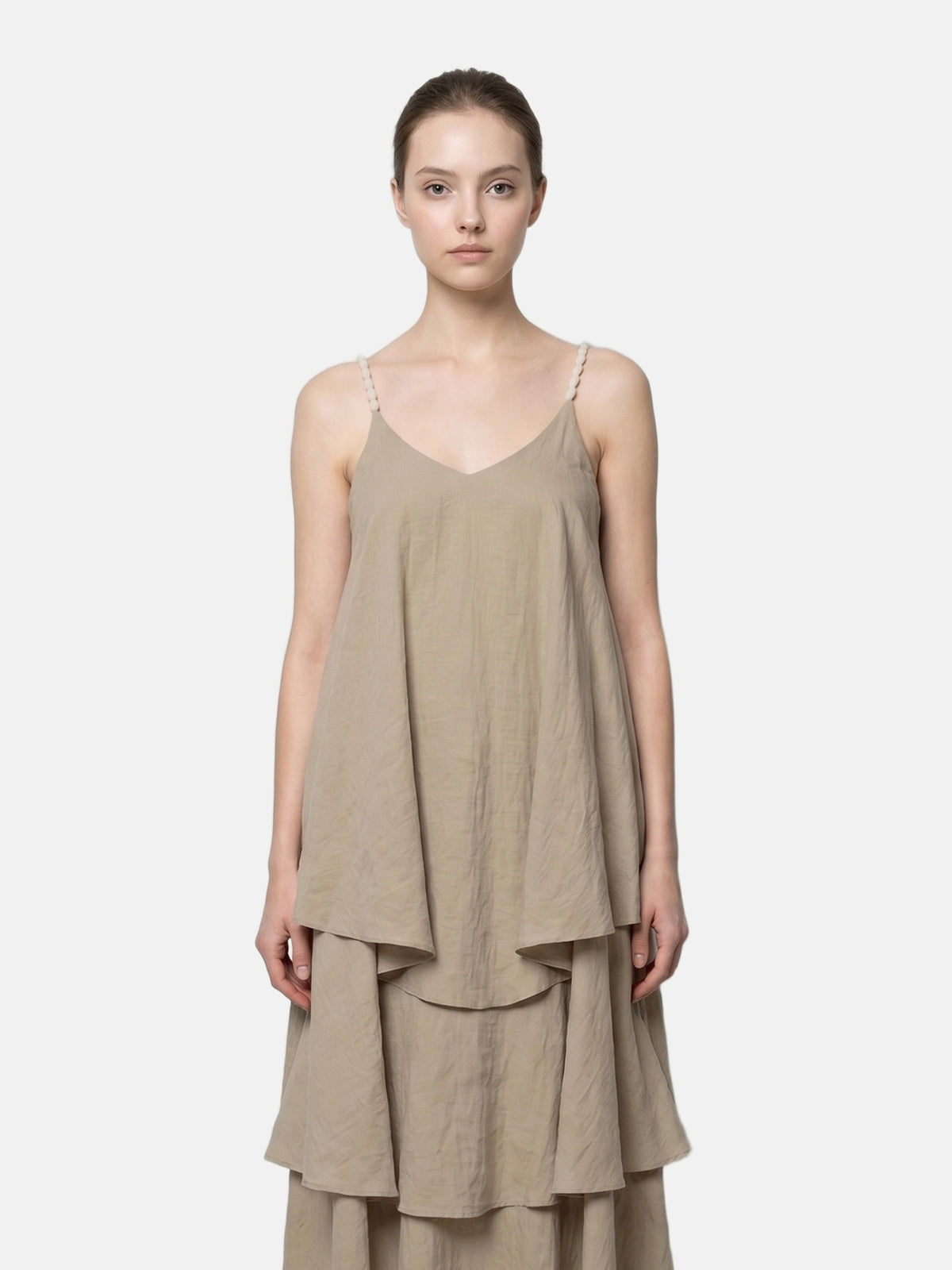 Vestito in Viscosa Beige