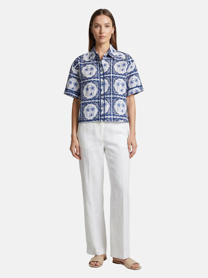 Camicia in Poliestere Blu Scuro