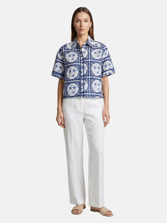 Camicia in Poliestere Blu Scuro