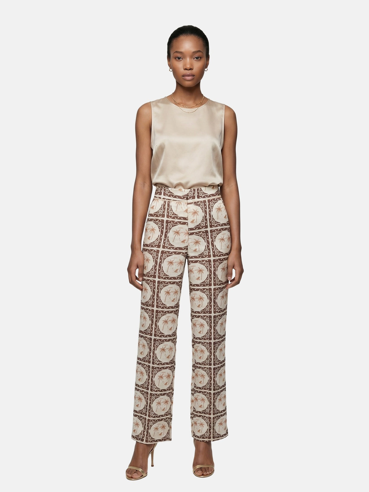 Pantaloni in Poliestere Marrone