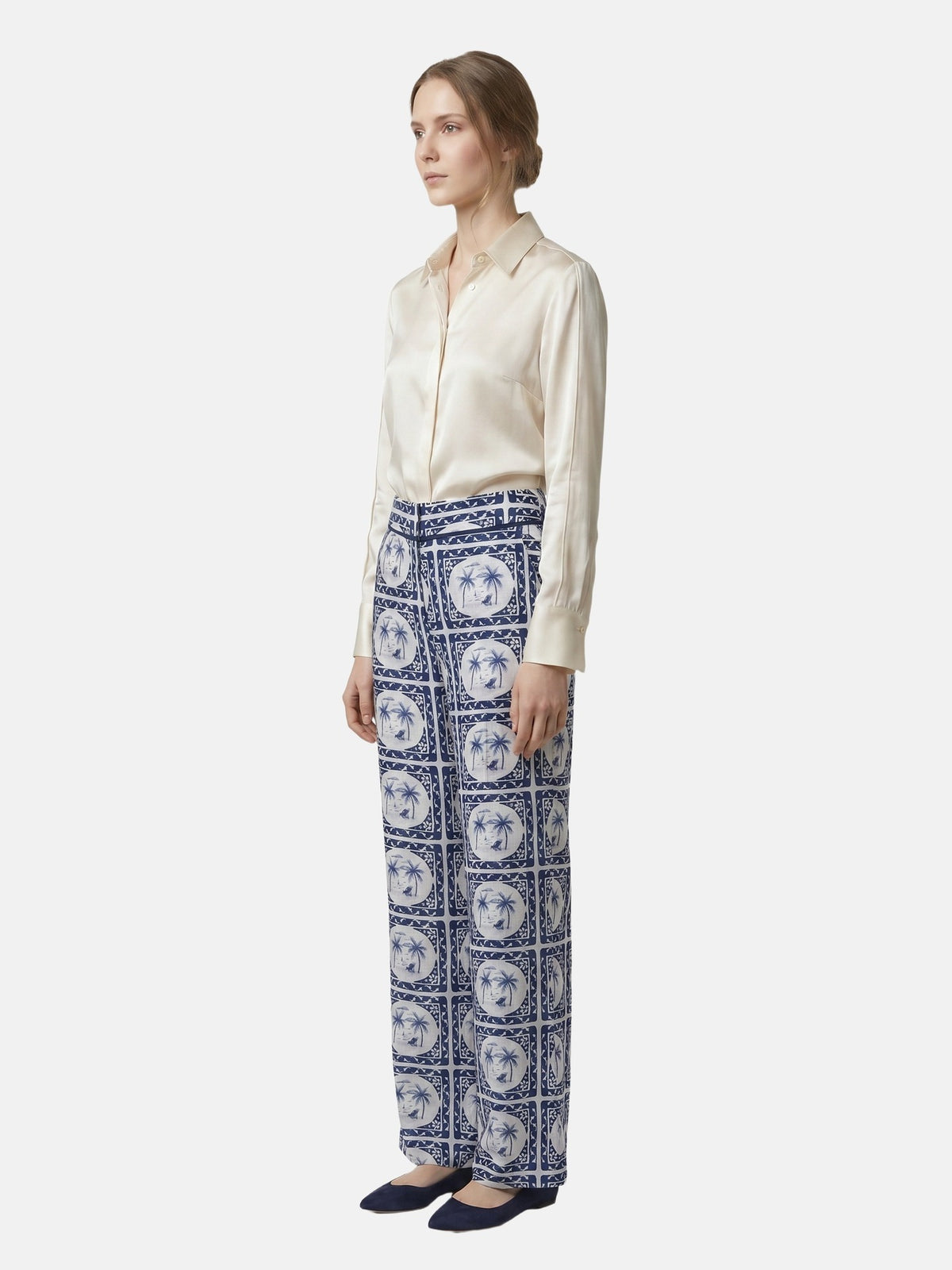 Pantaloni in Poliestere Blu Scuro