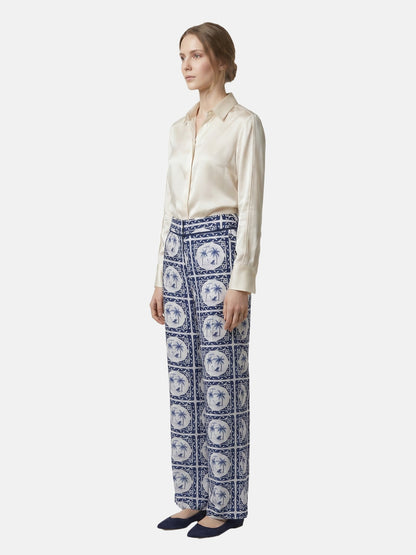 Pantaloni in Poliestere Blu Scuro