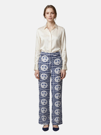 Pantaloni in Poliestere Blu Scuro