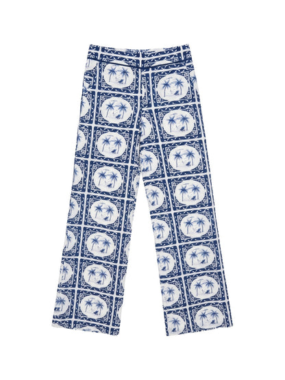 Pantaloni in Poliestere Blu Scuro