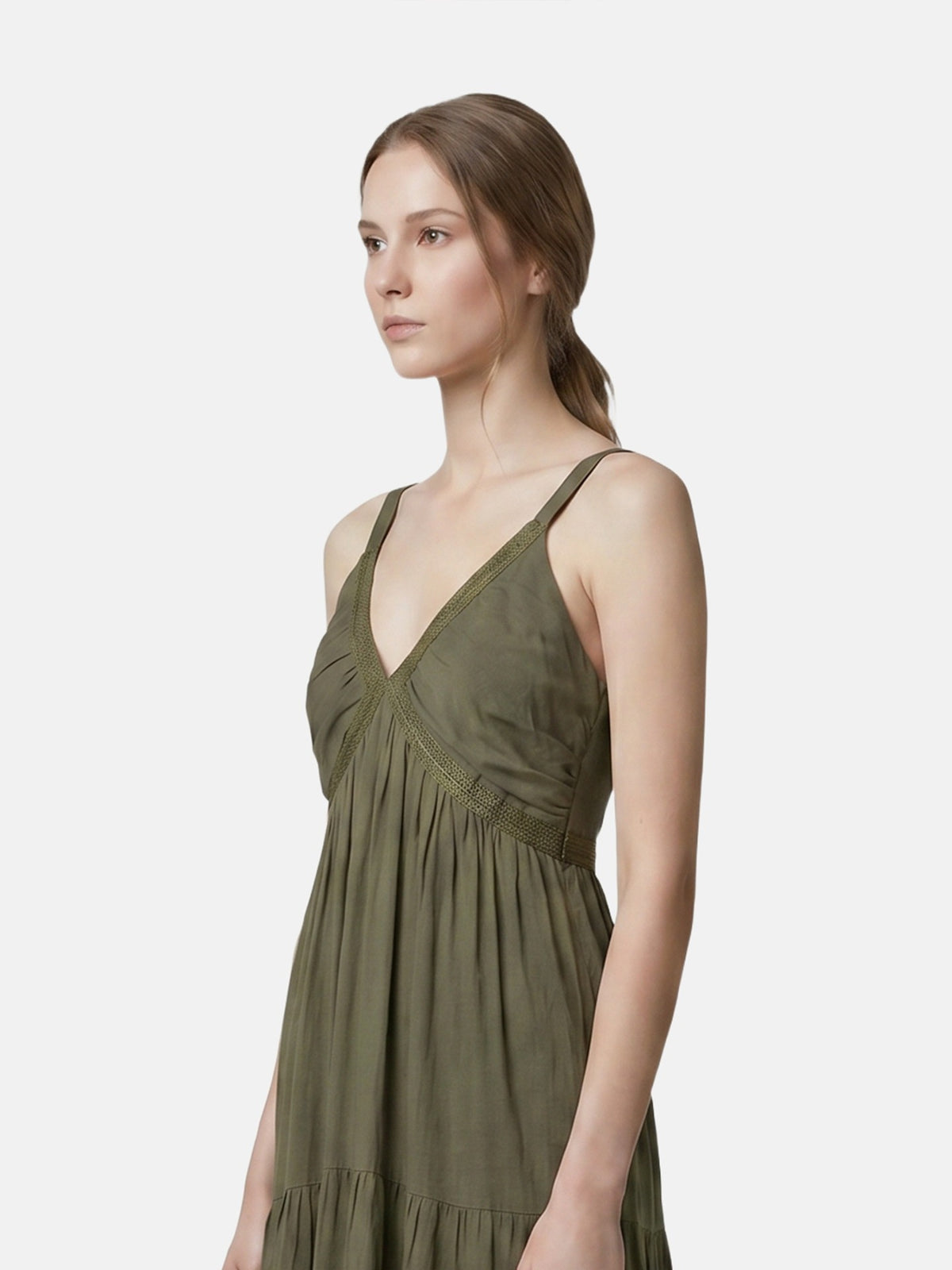 Vestito in Cotone Verde Militare
