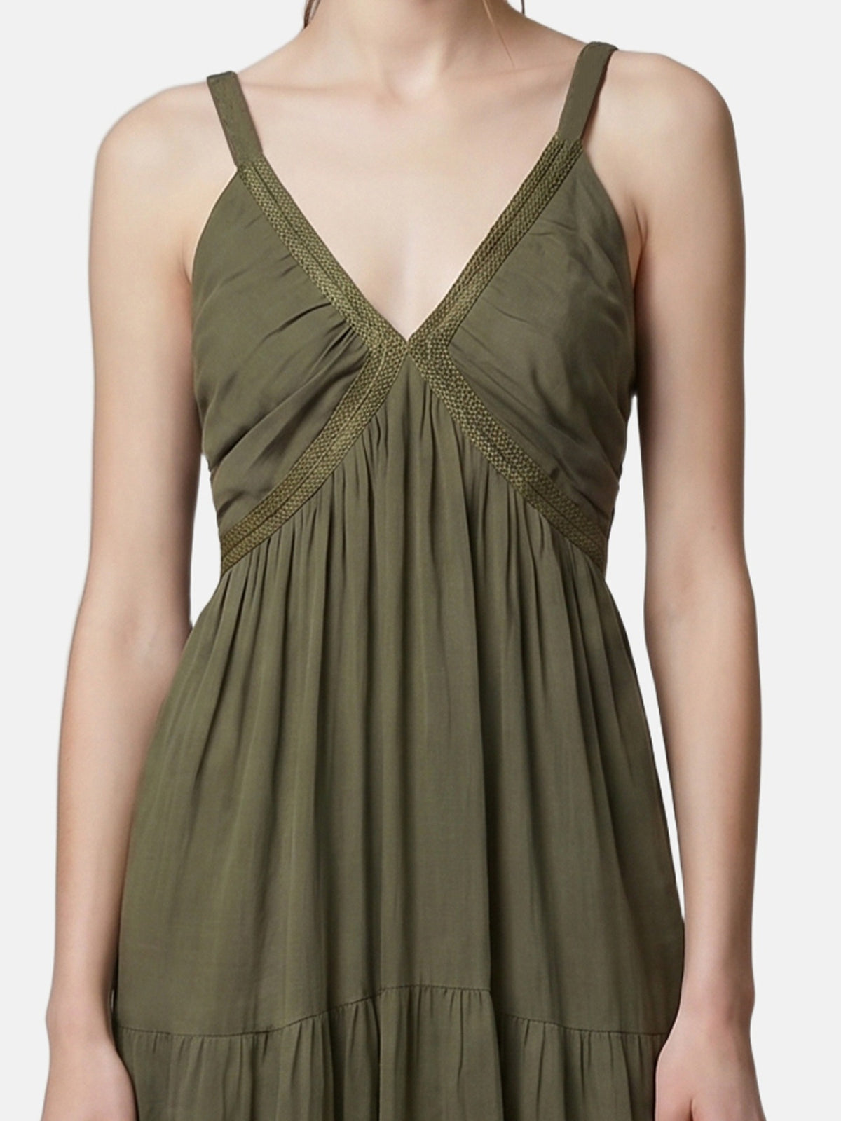 Vestito in Cotone Verde Militare