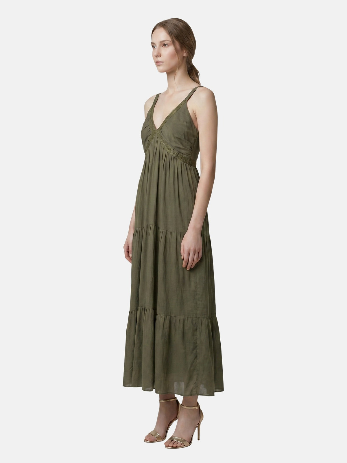 Vestito in Cotone Verde Militare
