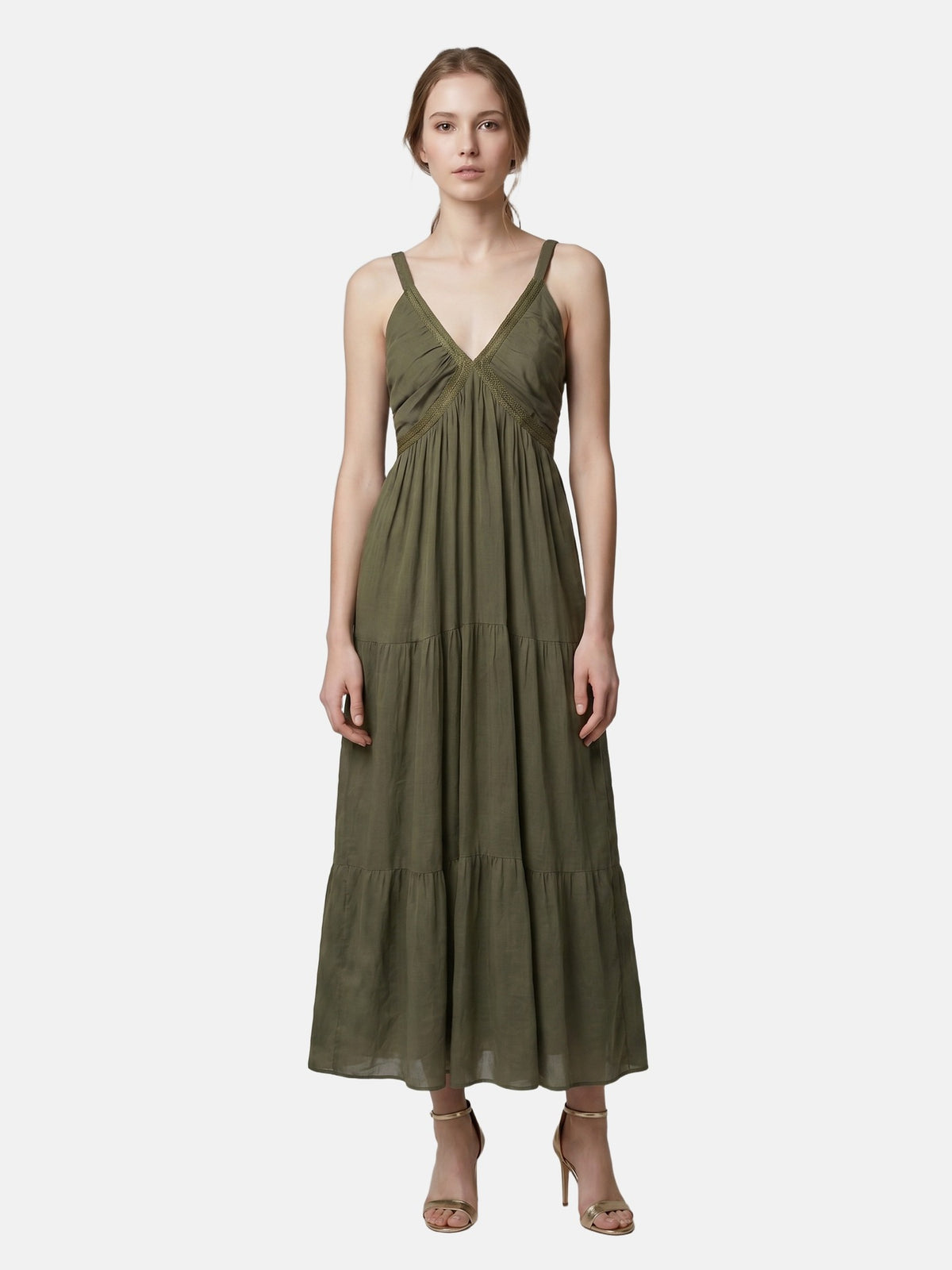 Vestito in Cotone Verde Militare