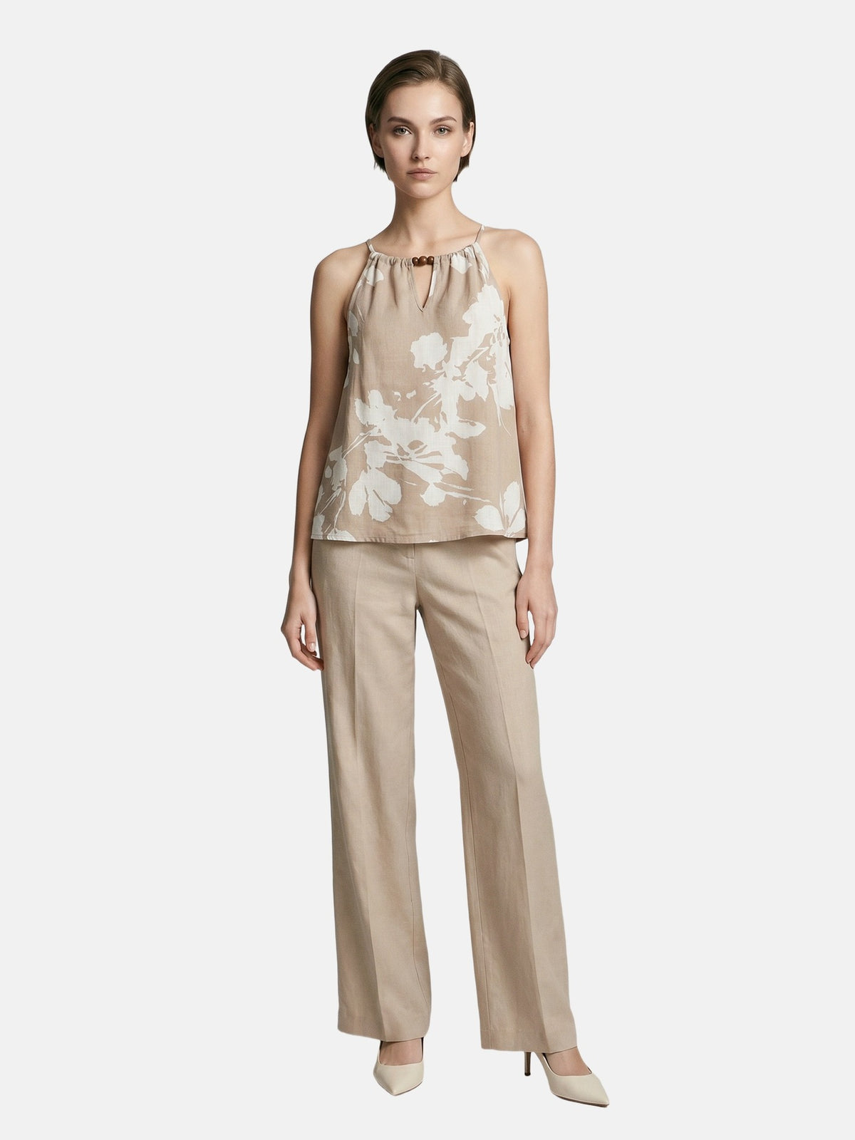Canotta in Viscosa Beige Scuro