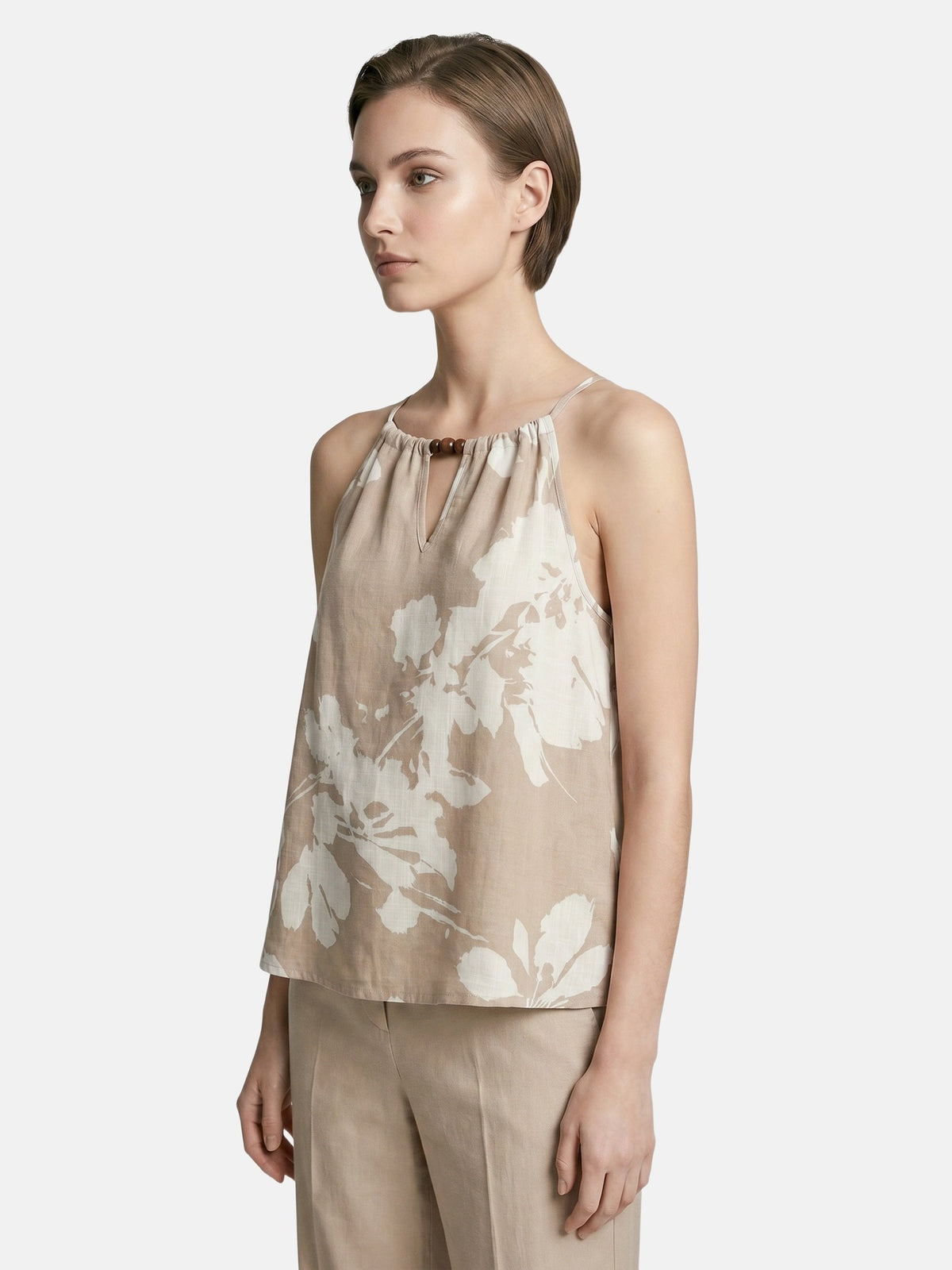Canotta in Viscosa Beige Scuro