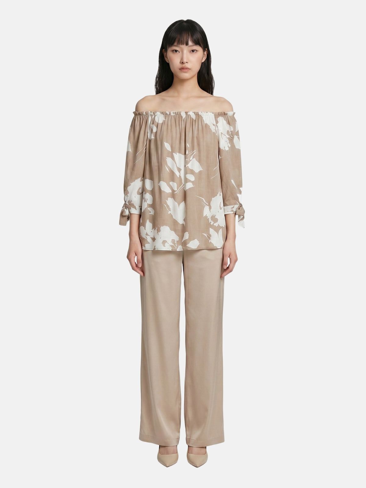 Blusa in Viscosa Beige Scuro