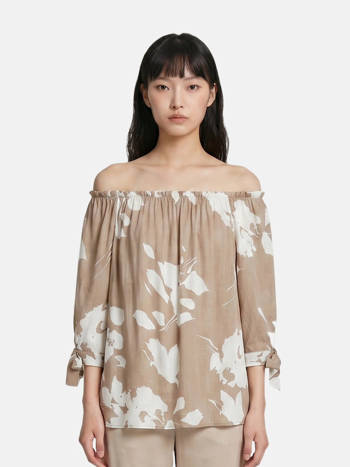 Blusa in Viscosa Beige Scuro