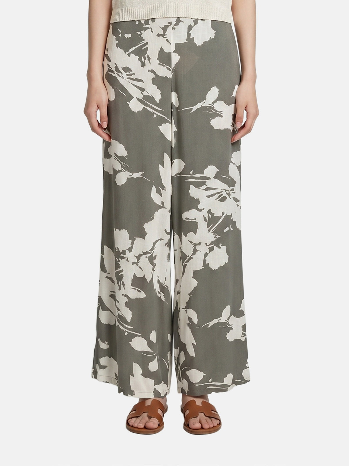 Pantaloni in Viscosa Verde Militare