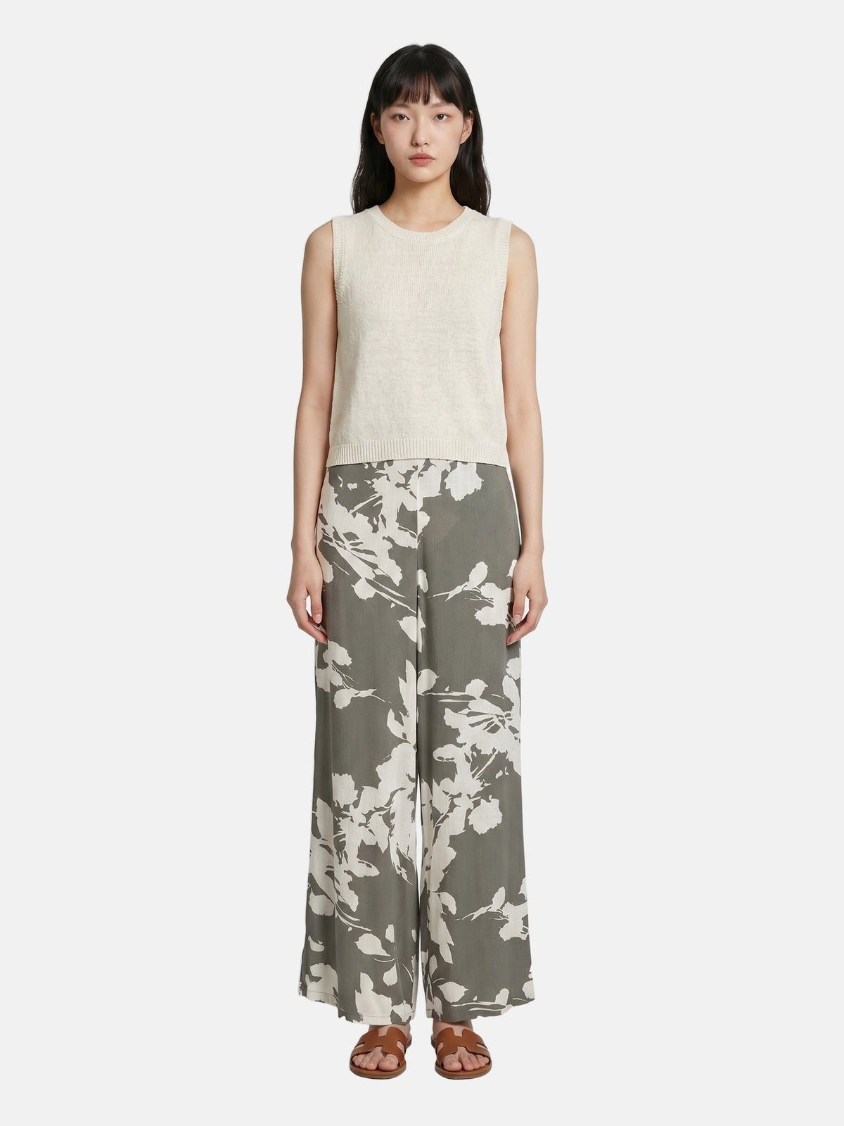 Pantaloni in Viscosa Verde Militare