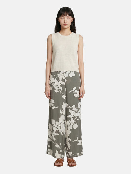 Pantaloni in Viscosa Verde Militare