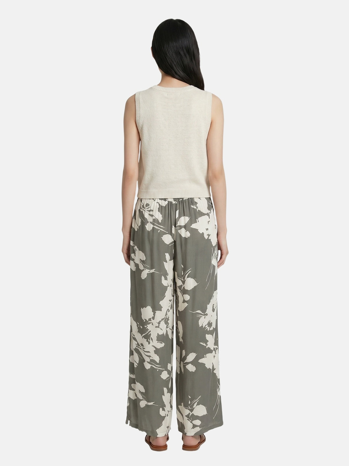 Pantaloni in Viscosa Verde Militare