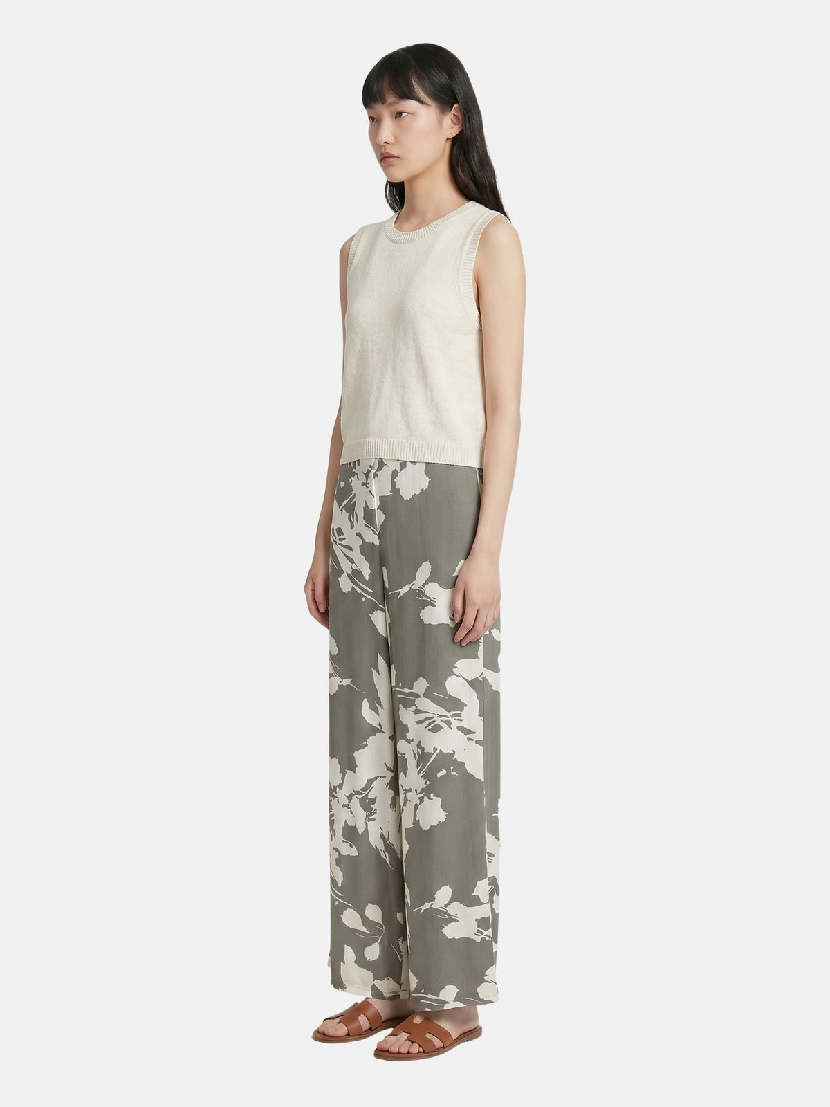 Pantaloni in Viscosa Verde Militare