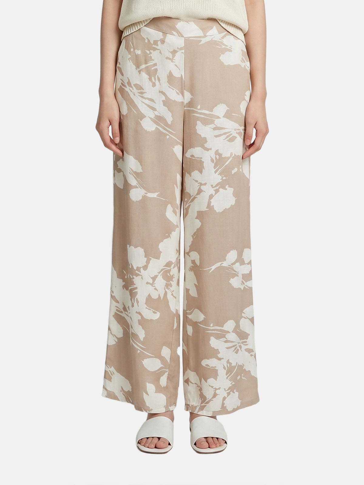 Pantaloni in Viscosa Beige Scuro