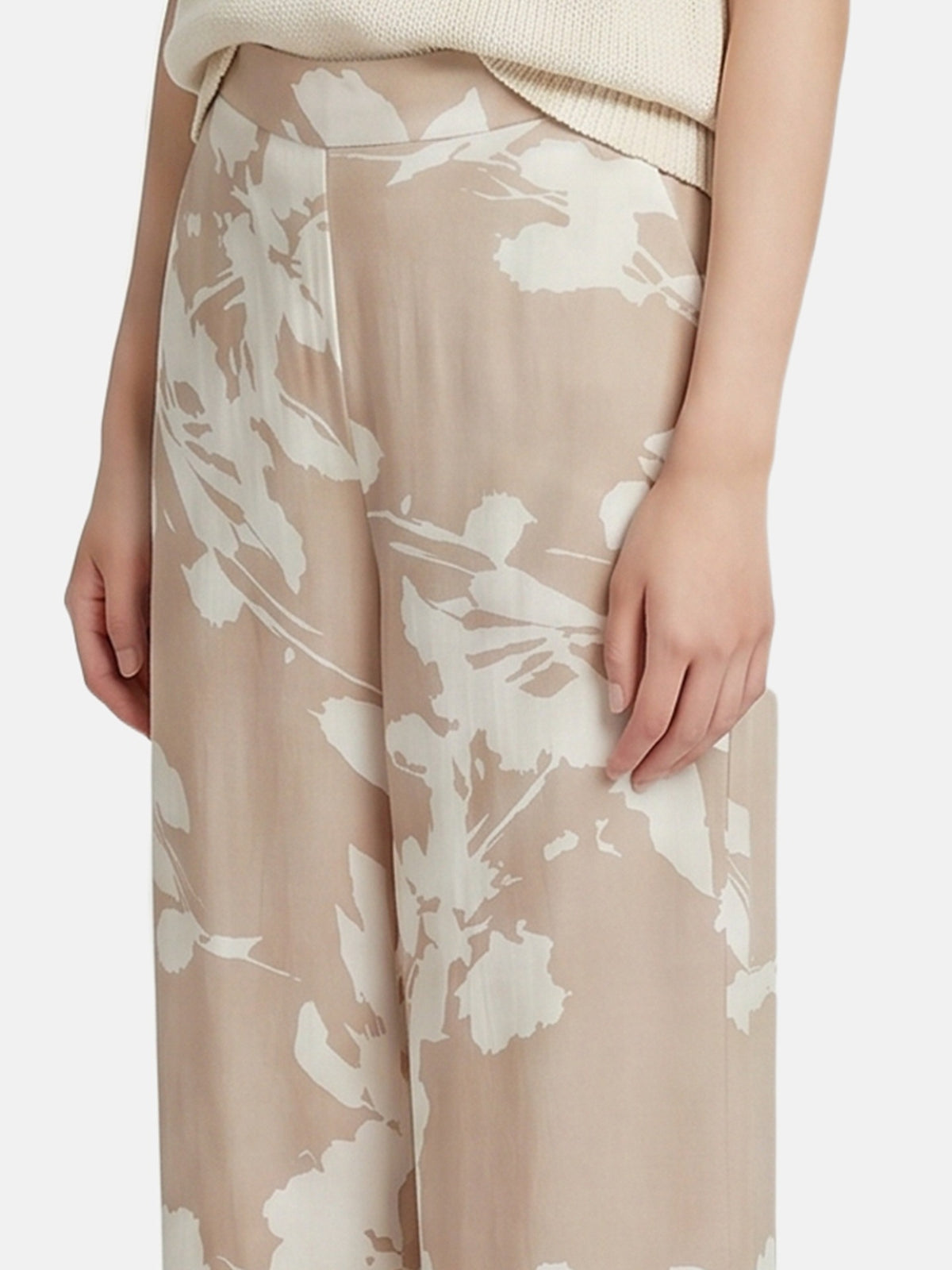 Pantaloni in Viscosa Beige Scuro