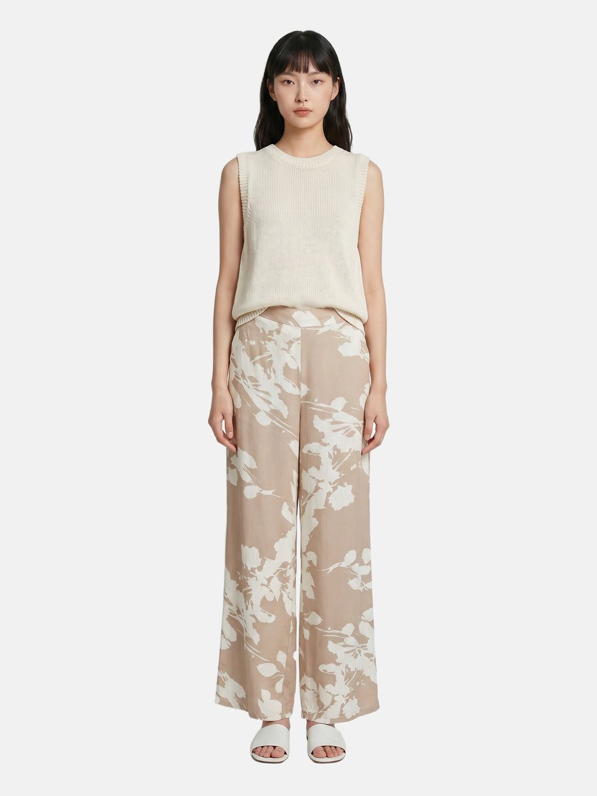 Pantaloni in Viscosa Beige Scuro