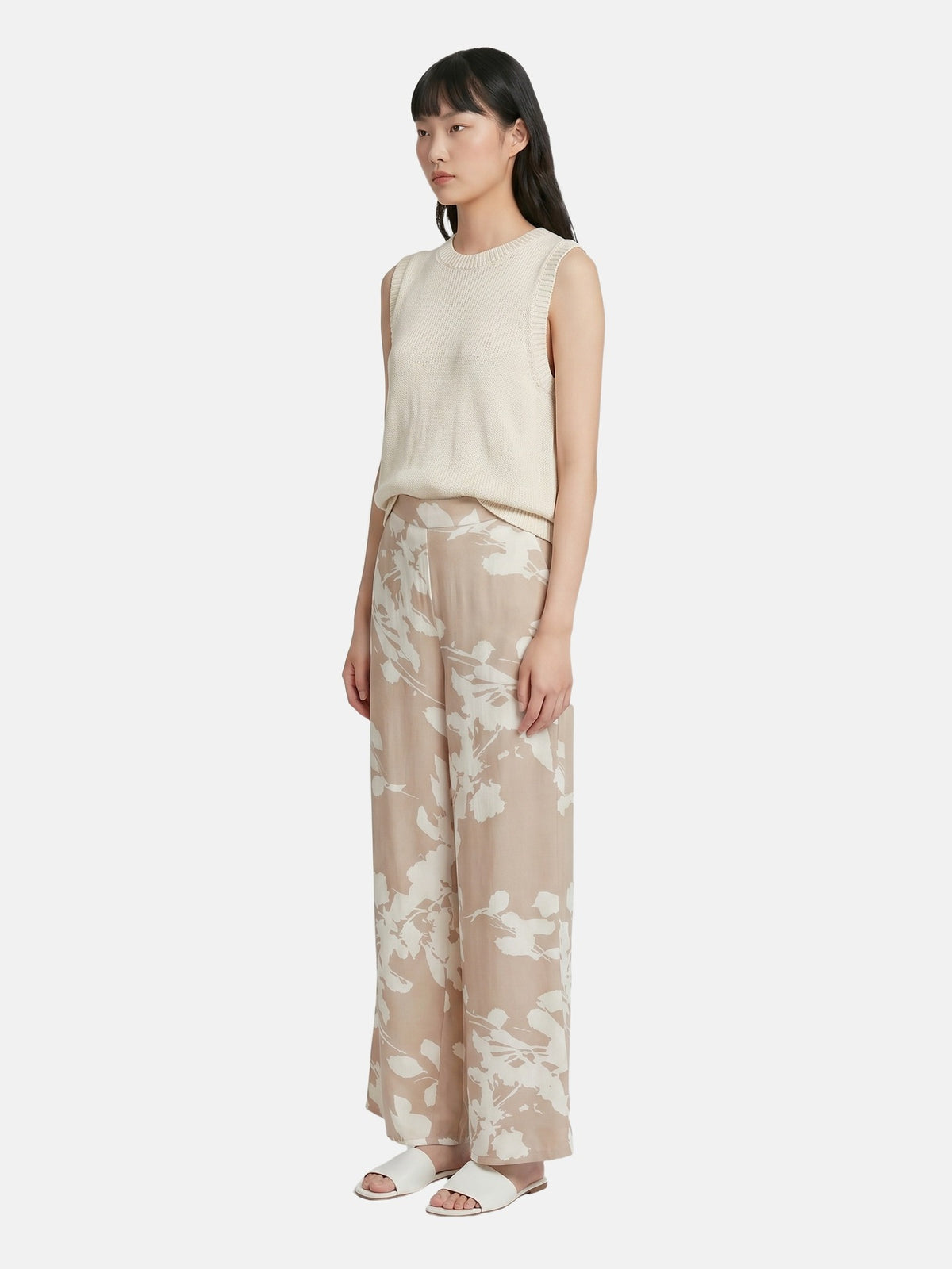 Pantaloni in Viscosa Beige Scuro