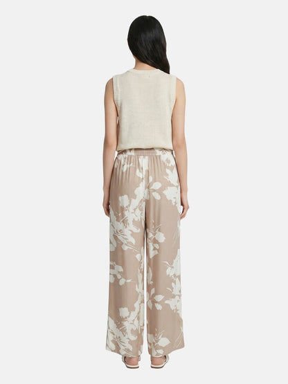 Pantaloni in Viscosa Beige Scuro