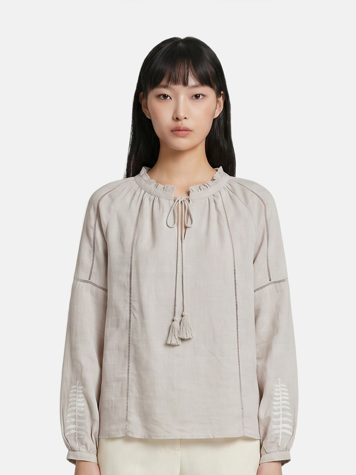 Blusa in Viscosa Beige Scuro