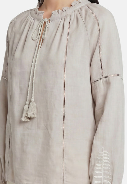 Blusa in Viscosa Beige Scuro
