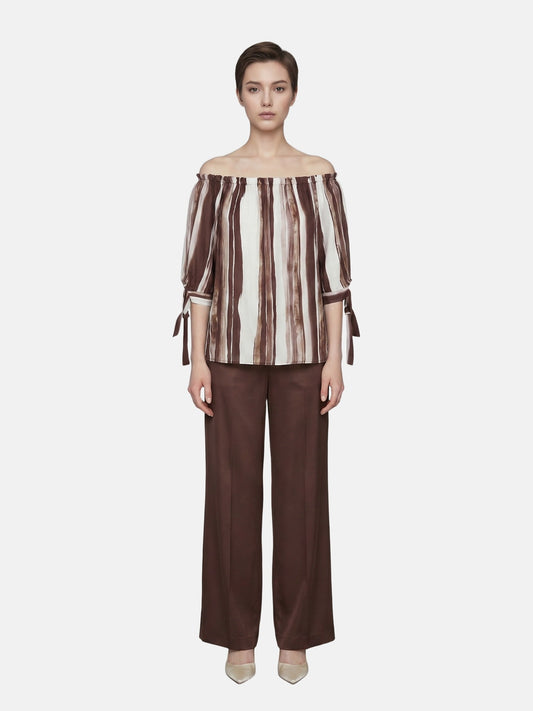 Blusa in Viscosa Beige Scuro