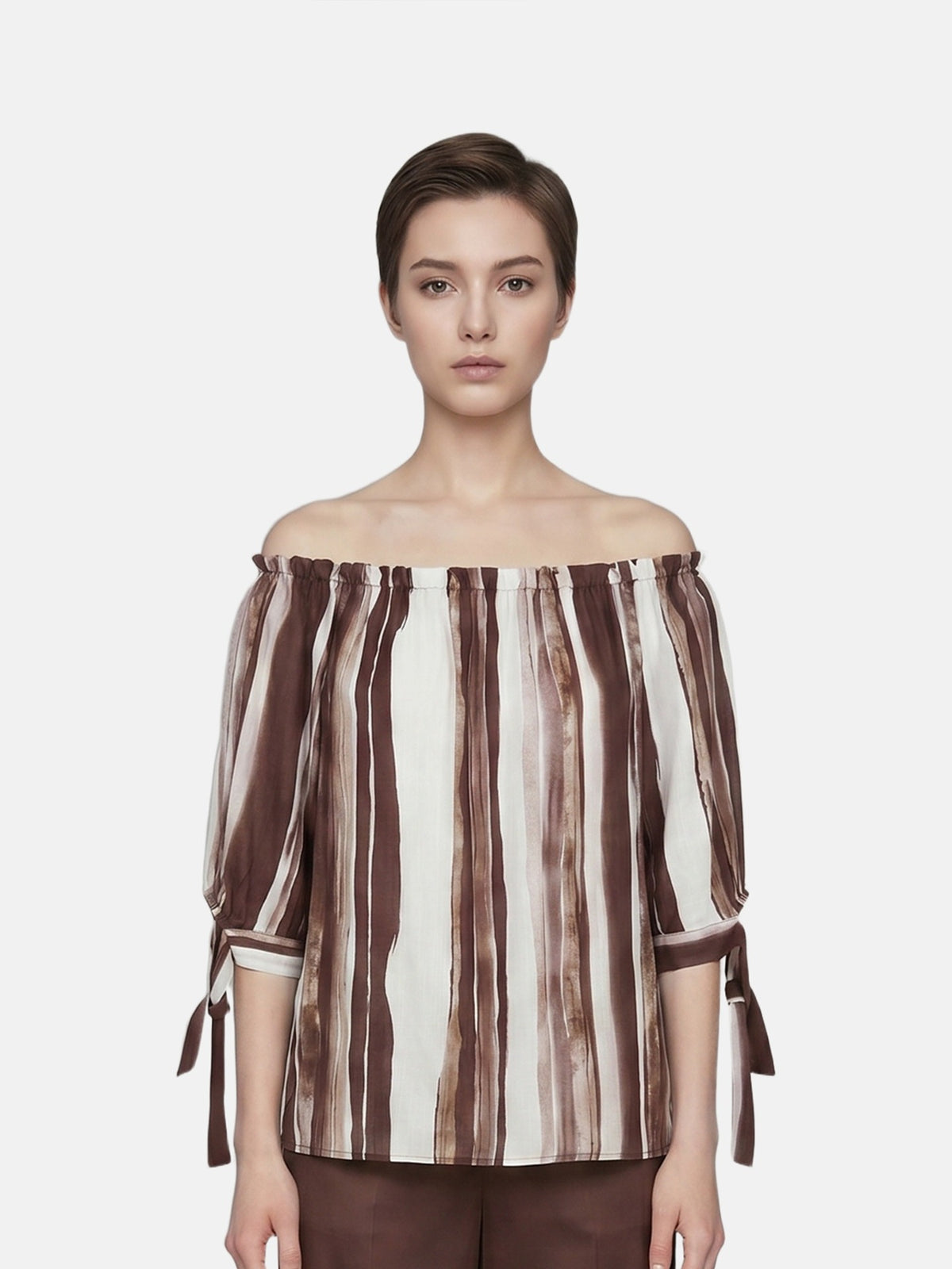 Blusa in Viscosa Beige Scuro