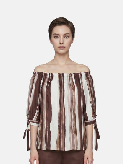 Blusa in Viscosa Beige Scuro