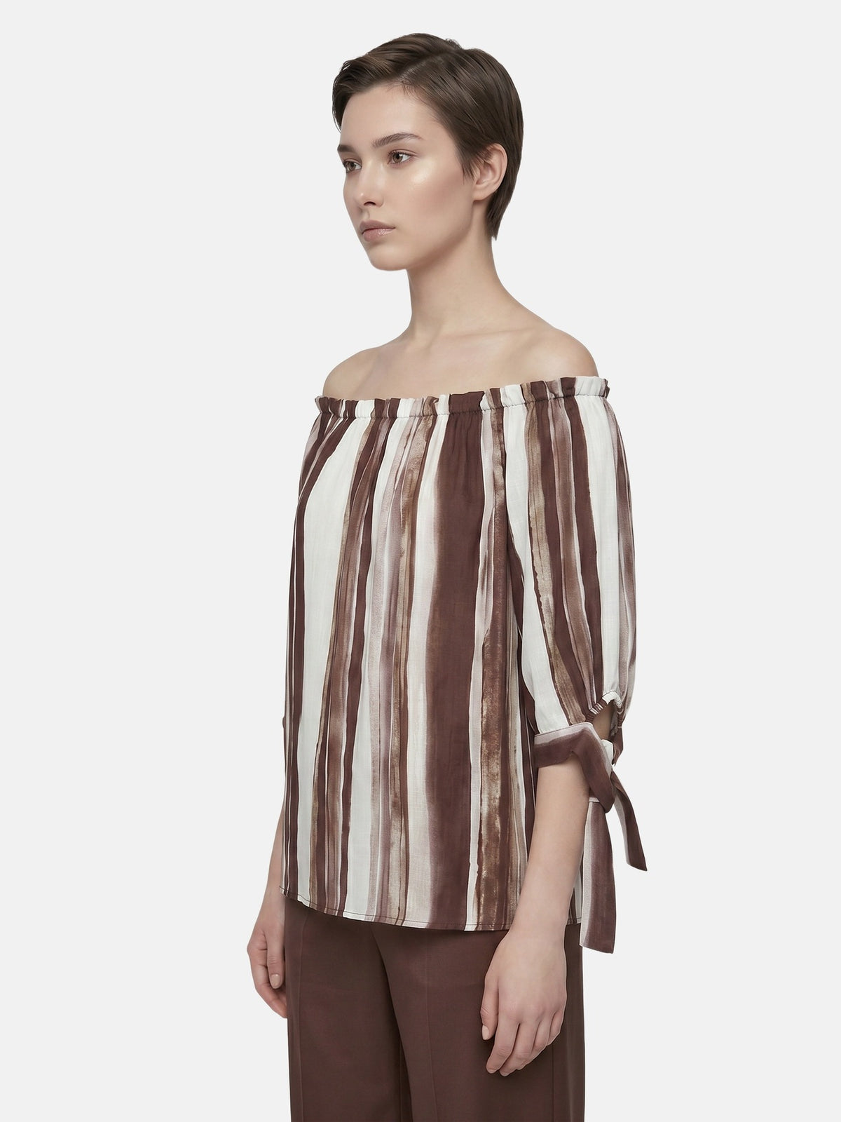 Blusa in Viscosa Beige Scuro