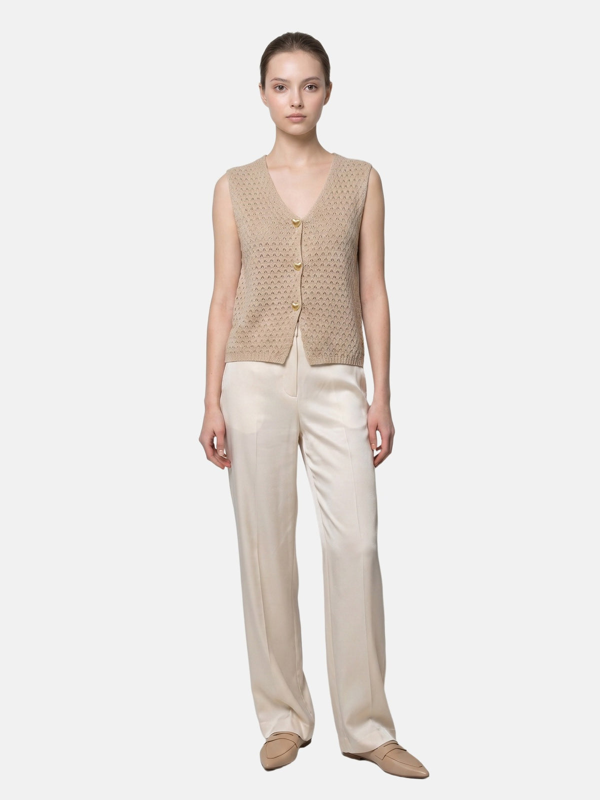 Canotta in 100% Acrilico Beige